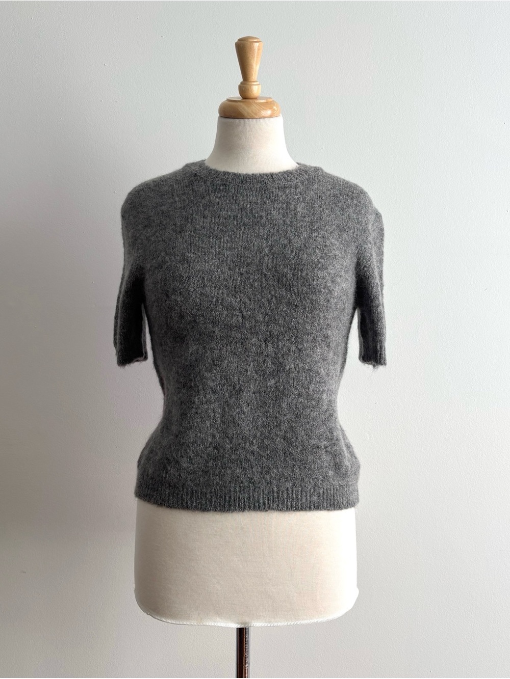 Vintage Dark Grey Short Sleeve Wool Blend Sweater / M